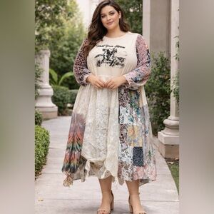 SOLD!!!
Upcycle Asymmetrical Patchwork Dress - Multicolor